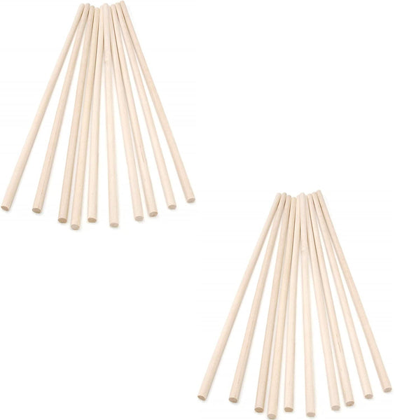 Varilla de taco - Madera - 1/4 x 12 pulgadas - 10 piezas - Paquete de 2 - Arteztik