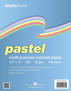 Roaring Spring Enviroshades papel reciclado multipropósito de papel de copia de colores pastel 1 funda (12 paquetes), 8.5 x 11.0 in, 100 hojas, varios colores pastel - Arteztik