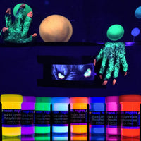 Juego XXL de 24 latas de pintura que brilla en la oscuridad de neon nights | Pinturas luminiscentes y fosforescentes y autoluminosas - Arteztik