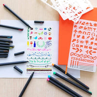 Paquete de 80 bolígrafos de colores de Tebik, 72 bolígrafos de dibujo de colores surtidos con 8 plantillas diferentes, perfecto para planificador de diario con puntos, calendario, coloración de oficina, suministros escolares - Arteztik
