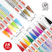 Rotuladores de pintura ZEYAR, certificado AP, punta extrafina, 18 colores, tinta permanente y resistente al agua, funciona en roca, madera, vidrio, metal y cerámica y casi todas las superficies. - Arteztik
