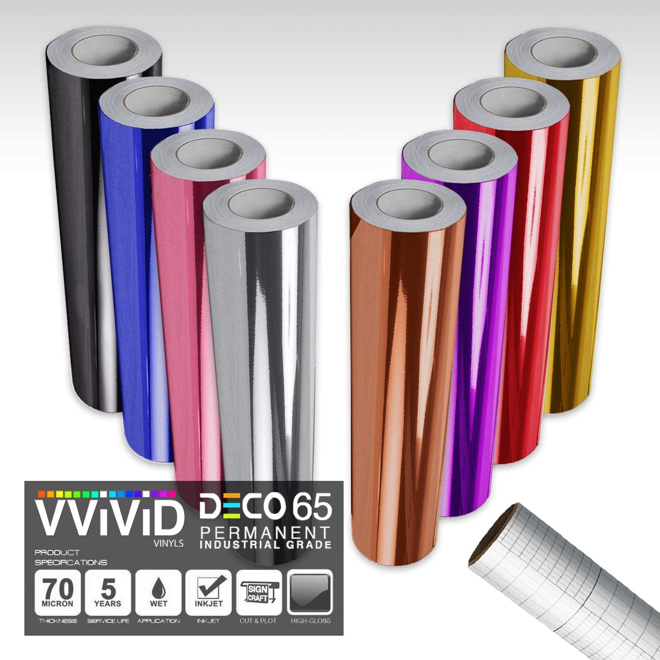 VViViD DECO65 - Rollo de vinilo adhesivo permanente para Cricut, Silue