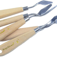 AebDerp 5 piezas de mango de madera para pintar cuchillos, rascador de pintura al óleo, pala, paleta de pintura, cuchillo para principiantes, herramientas de pintura - Arteztik
