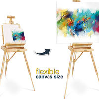 Artina caballete de escritorio Miami - caballete de mesa de madera portátil y plegable con paleta de madera y estuche para lienzo de hasta 33,8" - Arteztik