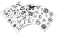 hyamass Pack de 6 hojas mezcla Estilo Flores Y Mariposas Claro Sello de hule para hacer tarjetas decoración y scrapbooking - Arteztik

