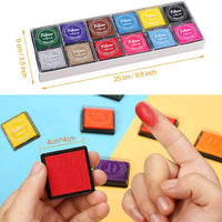 Fstaor - Almohadillas de tinta lavables para niños, 24 unidades, para sellos de goma, papel de madera, 24 unidades - Arteztik