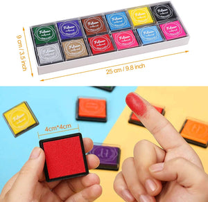 Fstaor - Almohadillas de tinta lavables para niños, 24 unidades, para sellos de goma, papel de madera, 24 unidades - Arteztik