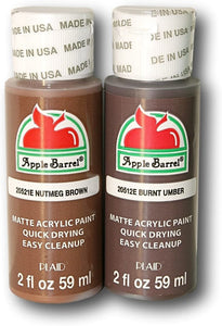 Juego de pintura acrílica marrón con barril de manzana – marrón nuez moscada y sombra quemada (2 onzas cada uno) - Arteztik