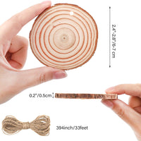 Funarty - Juego de 36 rodajas de madera natural de 6,3 a 3.0 in sin terminar con agujeros de madera para manualidades, adornos de Navidad - Arteztik
