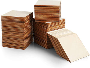 Tablero de madera sin terminar – 100 piezas de 3.0 x 3.0 in en blanco natural rebanadas de madera cuadrada para manualidades, pintura, Scrabble azulejos, posavasos, pirografía, decoraciones - Arteztik