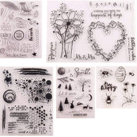 OBANGONG 5 piezas diferentes temáticas frases bonitos patrones de silicona transparente sellos para hacer tarjetas decoración y scrapbooking - Arteztik