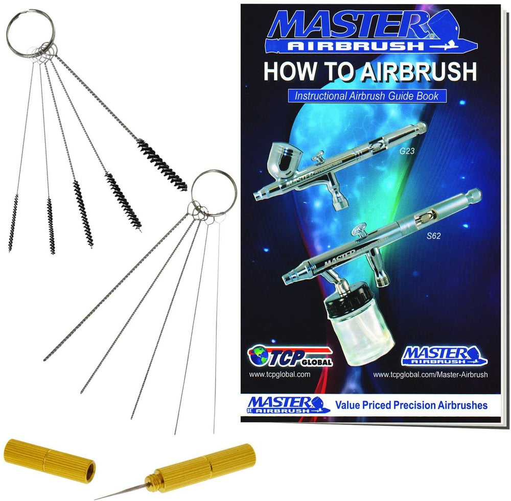 Master Airbrush Miniestuche de 5 piezas de cepillos de limpieza, pistola de spray, atomizador, equipo de cepillo de nailon de precisión de 3.5 pulgadas, incluye un manual (idioma español no garantizado) - Arteztik