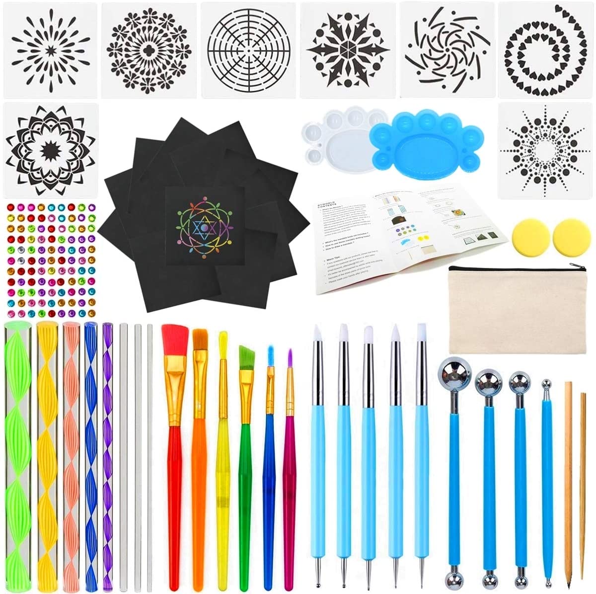50PCS Mandala Dotting Tools, BYWORLD Rock Painting Kit with Canvas