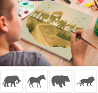 Plantilla de 12 piezas de animales del bosque. Plantilla reutilizable para dibujar en paredes y manualidades para pintura de niños (5.5 x 5.9 in). - Arteztik
