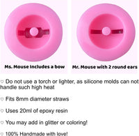 Sra. y Sr. Molde de silicona para decoración de ratones (2 unidades) - Arteztik
