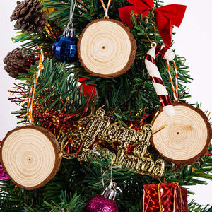 SENMUT - 25 rebanadas de madera natural sin terminar con adornos navideños para manualidades (3,0 – 3,5 pulgadas) - Arteztik