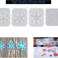 4 moldes de silicona con diseño de copo de nieve, 15 moldes de resina de diferentes estilos para jabón, vela, resina fundida, moldes de resina para decoración de Navidad - Arteztik