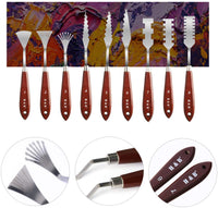H & B Juego de 9 cuchillos de pintura – Versátil juego de cuchillos de paleta de acero inoxidable y madera para mezclar pinturas, aplicaciones de pintura gruesa y más - Arteztik
