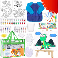 Dinonano - Kit de pintura acrílica para niños con pinceles de caballete y paleta de mezclas - Actividades artísticas y artesanales para niños y niñas de 4 a 9 años - Arteztik