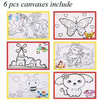 Kaorary - Juego de pintura infantil para niñas, incluye 1 bolsa de almacenamiento, 12 pinturas lavables, 1 caballete de pintura libre de arañazos, 6 lienzos, 6 pinceles de pintura, 1 paleta y 1 delantal impermeable - Arteztik
