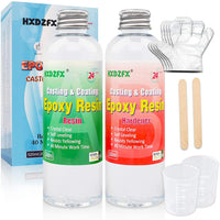 Kit de revestimiento de cristal transparente de resina epoxi 33.8 fl oz/38.4 oz – 2 piezas de resina de fundición para arte, manualidades, fabricación de joyas, mesas de río, guantes, taza de medición y palos de madera - Arteztik
