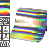 VViViD Rainbow Lazer Chrome DECO65 - Rollo de vinilo adhesivo permanente para Cricut, Silueta y Cameo (11.5 x 11.5 ft) - Arteztik