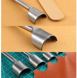 Caydo 8 piezas de cuero herramientas de artesanía medio redondo cortador perforador para manualidades, correa de correa, cartera y bolsa, 0.197-1.575 in - Arteztik