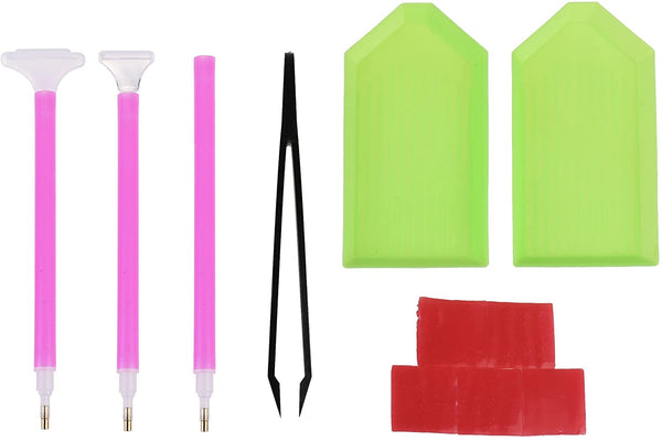 BCP 11 piezas DIY juego de herramientas de pintura de diamante rápido bolígrafo de punta platos arcillas pinzas pintura accesorios - Arteztik