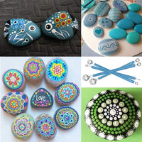 Juego de 35 herramientas de punteado de mandala con una bolsa de almacenamiento con cremallera para pintar rocas, arte de dibujo y suministros de arte de mandala. - Arteztik