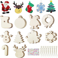 50 adornos de madera sin terminar para decoración navideña y manualidades, 10 estilos de madera sin terminar para decoración de Navidad y manualidades - Arteztik
