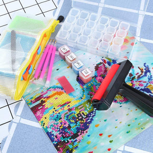 PP OPOUNT 82 piezas 5D herramientas de pintura de diamante y accesorios Kits incluyendo caja de bordado de diamante, rodillo, papel de cubierta y otras herramientas para adultos y niños - Arteztik
