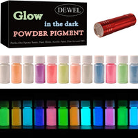 DEWEL 12 Color Pack Glow in The Dark Pigment Powder - 20g Each, 240 g Total - Arteztik