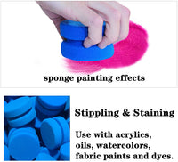 Astarexin - Esponjas de pintura redondas para aplicar esponjas de acuarela, 4 unidades, color azul - Arteztik
