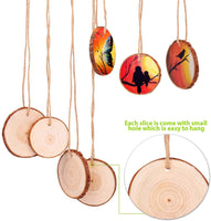 Fuyit - Juego de 30 rebanadas de madera natural para manualidades (2,4 a 2,8 pulgadas), diseño de círculos de madera sin terminar con agujero - Arteztik
