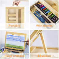 Caballete de escritorio de madera con cajón de almacenamiento para artistas, mesa ajustable, caballete de dibujo, soporte para libros de dibujo, suministros de pintura artística portátil - Arteztik
