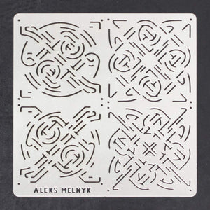 Aleks Melnyk #40 - Plantillas de metal para diario, juego de 2 piezas (4 diseños), herramienta para quemar madera, pirógrafo y grabado, álbumes de recortes, manualidades y bricolaje - Arteztik