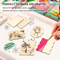 Adornos de madera sin terminar, PETUOL DIY 32 piezas de 3.9 x 3.0 in creativo irregular en blanco rebanadas naturales de madera para manualidades, pintura, pirografía, escritura, accesorios para fotos, posavasos y decoraciones del hogar - Arteztik