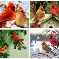 SanerDirect - 4 paquetes de pintura de diamante 5D para bricolaje, diseño de pájaro cardenal con taladro completo, pintura de diamante para decoración de pared del hogar (12 x 16 pulgadas) - Arteztik