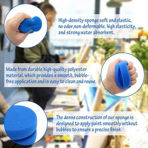 Esponja aplicadora de pintura para niños, esponjas de pintura circulares azules para dibujar arte, manualidades, arcilla de cerámica, limpieza de autos, 3.15 pulgadas - Arteztik