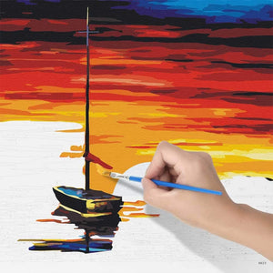 Kit de pintura PESTON DIY por números para niños y adultos principiantes – pintura de dibujo de 16.0 x 20.0 in con pinceles, pigmento acrílico – Sunset Sail - Arteztik