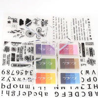 Juego de sellos transparentes 6 hojas de sellos de silicona y 6 almohadillas de tinta degradada de colores y 3 bloques de sellos para álbumes de recortes, manualidades - Arteztik