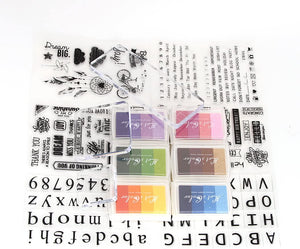 Juego de sellos transparentes 6 hojas de sellos de silicona y 6 almohadillas de tinta degradada de colores y 3 bloques de sellos para álbumes de recortes, manualidades - Arteztik