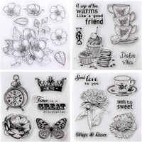 KWELLAM - Juego de 4 sellos de goma transparentes para álbum de fotos, diseño de flores de cerezo - Arteztik
