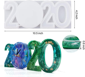 LET'S RESIN 2020 - Moldes de silicona hechos a mano para reloj de resina epoxi, diseño de reloj de decoración del hogar, equipado con mecanismo de movimiento del reloj - Arteztik