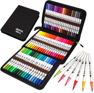 Rotuladores de doble pincel de 24 colores para adultos y niños para  colorear y p