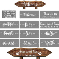 12 pcs Welcome Stencils for Painting on Wood Home Sign Stencils Reusable Letter Stencils for Painting on Wood Comes with Stencil-Sunflower,Dog Paw Stencil and orther Pattern - Arteztik