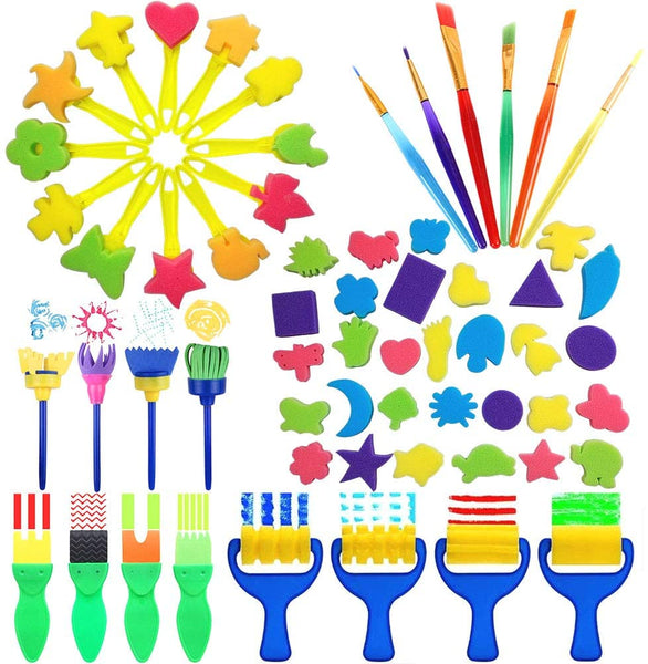 60 esponjas de espuma de pintura, pinceles de pintura, herramientas de dibujo, kits de pintura para niños, arte temprano y manualidades, aprendizaje - Arteztik