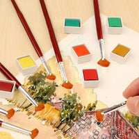 WODE Shop Juego de 9 pinceles para ventilador de artista, de nailon, con mango largo, pinceles para pintura al óleo acrílica, acuarela - Arteztik