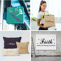 Plantillas de bienvenida, plantillas divertidas para letras del alfabeto de la familia, plantillas de palabras inspiradoras reutilizables, plantilla de patten para pintar en madera ventana regalo de pared, obras de arte de palabras, decoración del hogar - Arteztik