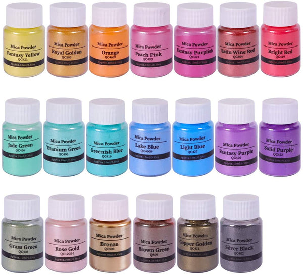 15 colores Mica Powder Shake Jars Natural Pearl Polvo de resina Pigmento para hacer jabón Kit de tinte de baño, Bomb Dye Colorant, Candle Making, DIY Art Craft - Arteztik